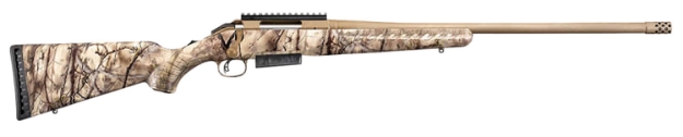 Picture of Ruger American 6.5 Prc 3+1 24" Threaded/Muzzle Brake Barrel With Burnt Bronze Cerakote Finish, Gowild Camo I-M Brush Synthetic Stock, Single Stack Magazine, Optics Ready 