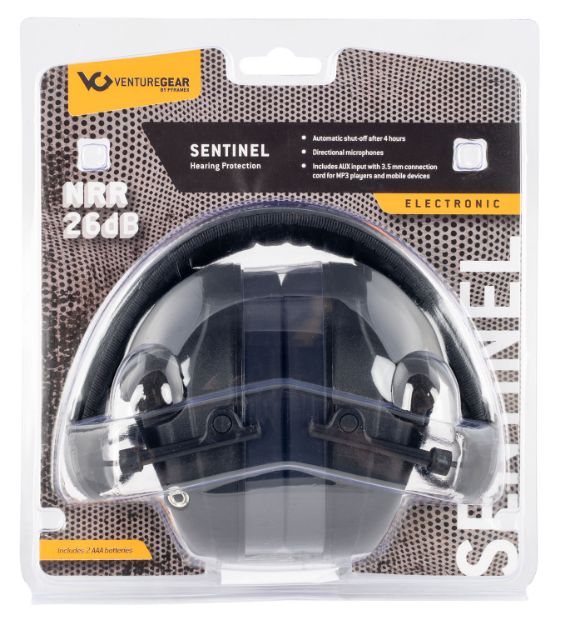 Picture of Pyramex Venture Gear Sentinel Muff Polymer 26 Db Over The Head Black Adult 1 Pair 