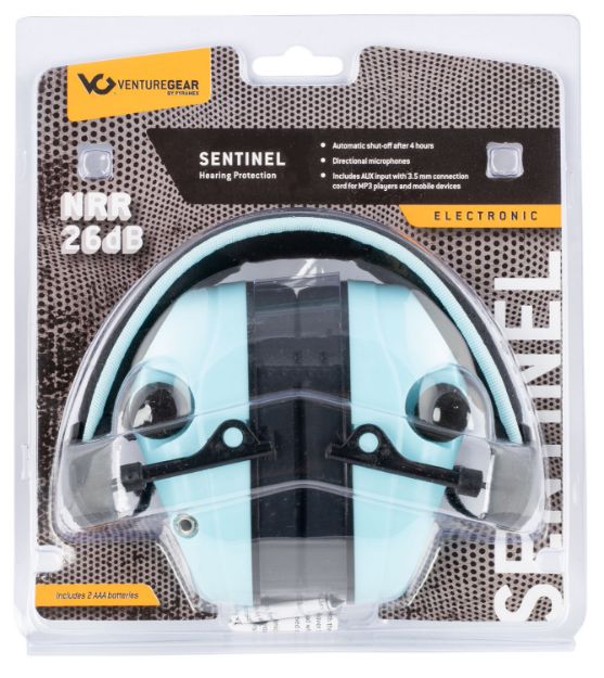 Picture of Pyramex Venture Gear Sentinel Muff Polymer 26 Db Over The Head Powder Blue/Black Adult 1 Pair 