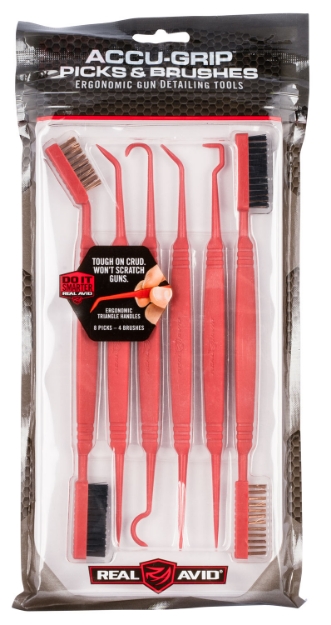 Picture of Real Avid Accu-Grip Picks & Brushes Rifle/Shotgun Firearm Plastic 8-8.25" Long Resin Bristles 6 Per Pkg 