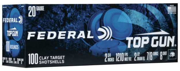 Picture of Federal Top Gun Clay Target 20 Gauge 2.75" 7/8 Oz 8 Shot 100 Per Box/ 2 Cs 