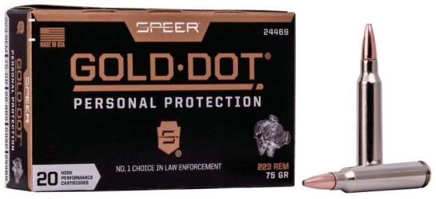 Picture of Speer Gold Dot Personal Protection 223 Rem 75 Gr 2775 Fps Soft Point (Sp) 20 Bx/10 Cs 