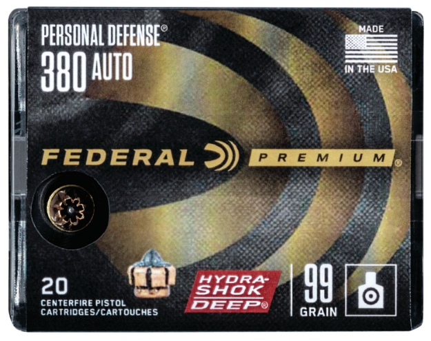 Picture of Federal Premium Personal Defense 380 Acp 99 Gr Hydra-Shok Deep Hollow Point 20 Per Box/10 Cs 