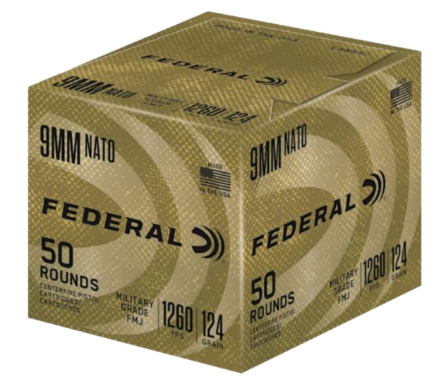 Picture of Federal Military Grade Military 9Mm Nato 124 Gr Full Metal Jacket (Fmj) 50 Per Box/ 10 Cs 