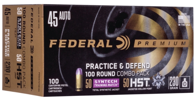 Picture of Federal Premium Practice & Defend 45 Acp 230 Gr Hst Jhp/Syntech Tsj 100 Per Box/ 5 Cs 