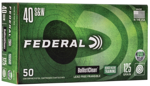 Picture of Federal Ballisticlean Reduced Hazard Training 40 S&W 125 Gr Lead-Free Frangible 50 Bx/20 Cs 