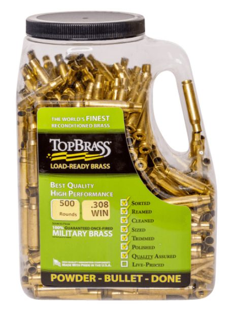 Picture of Top Brass Llc 8B65crdmy-5C-J Premium Reconditioned Unprimed 6.5 Creedmoor Rifle Brass 500 Per Jug 