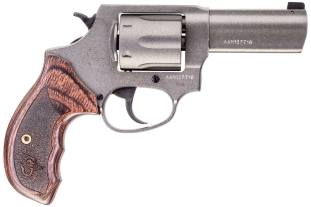 Picture of Taurus 856 Defender 38 Special +P Caliber With 3" Barrel, 6Rd Capacity Cylinder, Overall Tungsten Gray Cerakote Finish Steel, Altamont Wood Grip & Night Front Sight 