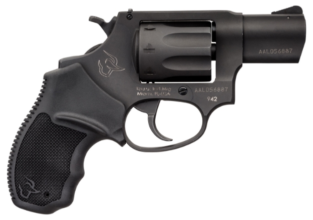 Picture of Taurus 2-942021 942 22 Lr Caliber With 2" Barrel, 8Rd Capacity Cylinder, Overall Matte Black Finish Steel & Finger Grooved Black Polymer Grip 