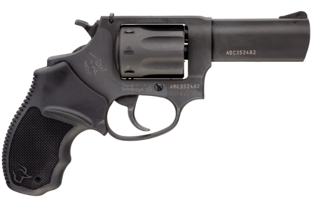 Picture of Taurus 2-942031 942 22 Lr Caliber With 3" Barrel, 8Rd Capacity Cylinder, Overall Matte Black Finish Steel & Finger Grooved Black Polymer Grip 