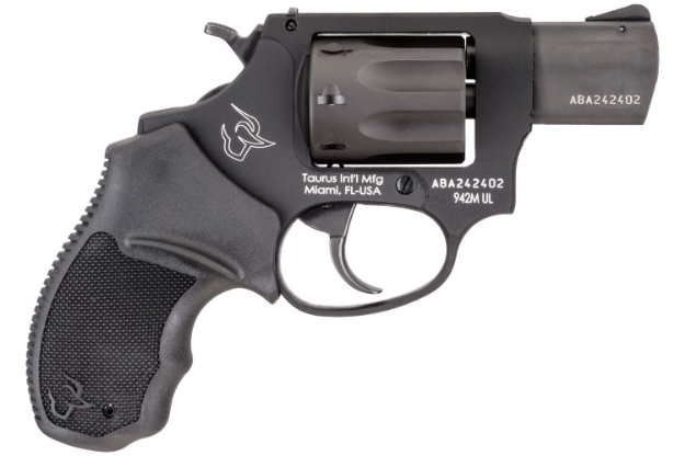 Picture of Taurus 2-942M021ul 942 Ultra-Lite 22 Wmr Caliber With 2" Matte Black Finish Barrel, 8Rd Capacity Matte Black Finish Cylinder, Black Anodized Finish Aluminum Frame & Finger Grooved Black Polymer Grip 