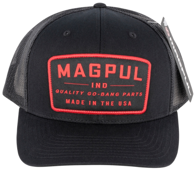 Picture of Magpul Go Bang Trucker Hat Black/Red Adjustable Snapback Osfa Structured 