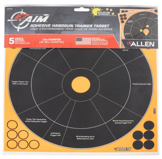 Picture of Ez-Aim Splash Reactive Handgun Trainer Adhesive Black / Orange 5 Pack 