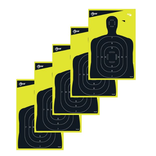 Picture of Ez-Aim Splash Reactive Target Silhouette Paper Hanging 12" X 18" Black/Yellow 5 Pack 