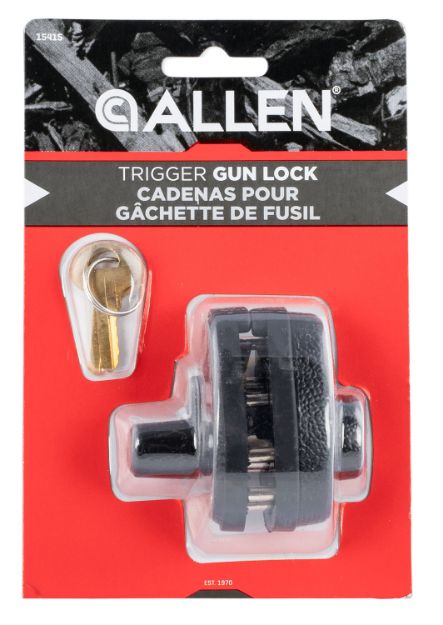 Picture of Allen Trigger Lock Open With Key Black Steel Firearm Fit- Handgun/Rifle/Shotgun 