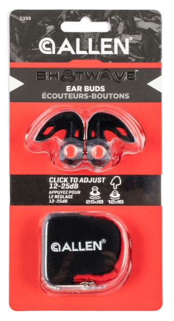 Picture of Allen Shotwave Ear Buds Silicone 12-25 Db In The Ear Black/Red Adult 