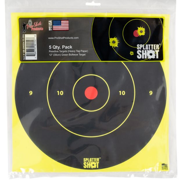 Picture of Pro-Shot Splattershot 12" Bullseye Hanging Tagboard Black/Green Impact Enhancement White 5 Pack 