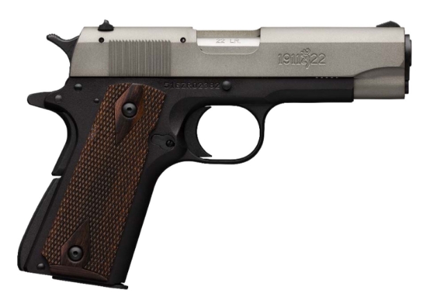 Picture of Browning 1911-22 A1 *Ca Compliant 22 Lr 10+1 4.25" Gray Anodized Serrated Aluminum Slide, Matte Black Aluminum Frame W/Beavertail, Checkered Walnut Grips 