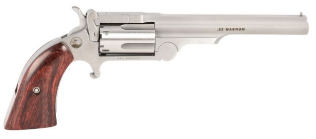 Picture of North American Arms Ranger Ii 22 Lr Or 22 Wmr Caliber With 4" Barrel, 5Rd Capacity Cylinder, Overall Stainless Steel Finish & Rosewood Boot Grip Includes Cylinder 