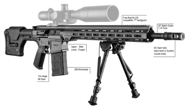 Picture of Gilboa Match 308 Win 20+1 20" Heavy Match Grade Barrel W/Flash Hider, Nitride-Finished Bolt Carrier Group & Receiver, Picatinny Rail, 17" M-Lok Free-Float Handguard, Two-Stage Trigger 