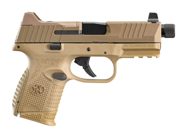 Picture of Fn 509 Compact Tactical 9Mm Luger 4.32" Threaded Barrel 12+1 Or 24+1, Flat Dark Earth Polymer Frame With Mounting Rail, Flat Dark Earth Optic Cut Stainless Steel Slide, Optics Ready 