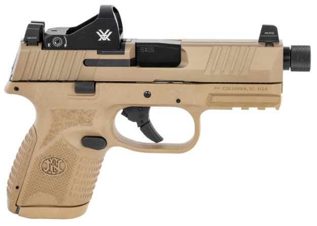 Picture of Fn 509 Compact Tactical 9Mm Luger 4.32" Threaded Barrel, 10+1 , Flat Dark Earth , Night Sights , Manual Safety Includes Viper Red Dot 