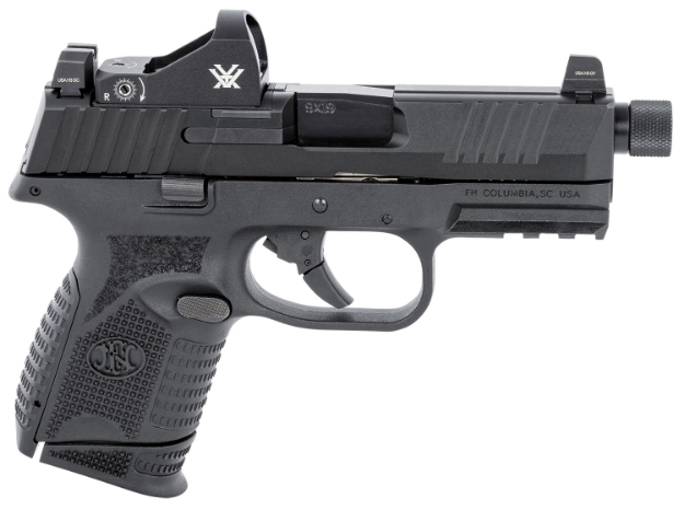 Picture of Fn 509 Compact Tactical 9Mm Luger 24+1/12+1 4.32" Threaded Barrel, Matte Black Polymer Frame W/Mounting Rail, Optic Cut Matte Black Stainless Steel Slide, Includes Viper Red Dot 