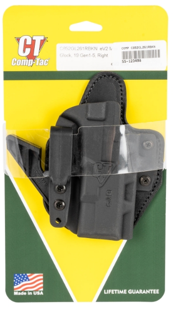 Picture of Comp-Tac Ev2 Max Aiwb Black Kydex/Leather Belt Clip Fits Glock 19 Gen1-5 Right Hand 