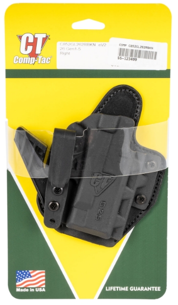 Picture of Comp-Tac Ev2 Max Aiwb Black Kydex/Leather Belt Clip Fits Glock 26 Gen1-5 Right Hand 