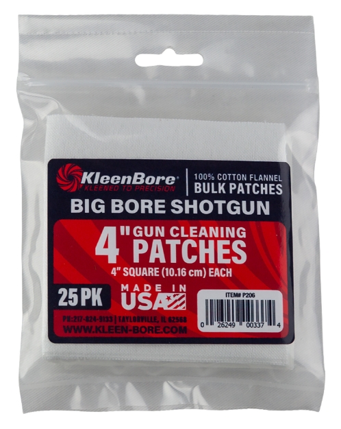 Picture of Kleenbore Super Shooter Big Bore Shotgun/37/40Mm Launcher 4" 100% Cotton Flannel 25 Per Pack 