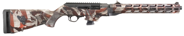 Picture of Ruger Pc Carbine 9Mm Luger 10+1 16.12" Fluted Barrel, American Flag Camo Aluminum Alloy Receiver, American Flag Synthetic Stock, Optics Ready 