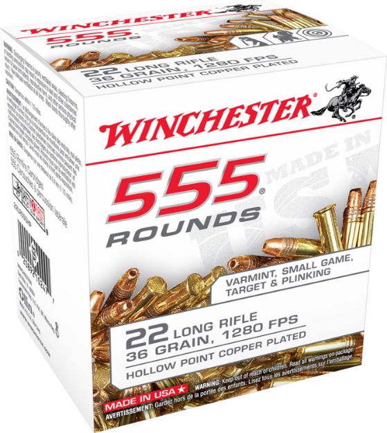 Picture of Winchester Ammo Usa 22 Lr 36 Gr Copper Plated Hollow Point (Cphp) 555 Bx/10 Cs (Bulk) 