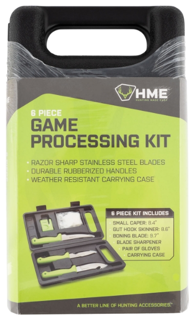 Picture of Hme Hunting Dressing Kit 9.40"/8.60"/8.50" Stainless Steel Gut Hook/Caper/Drop Point Rubber 