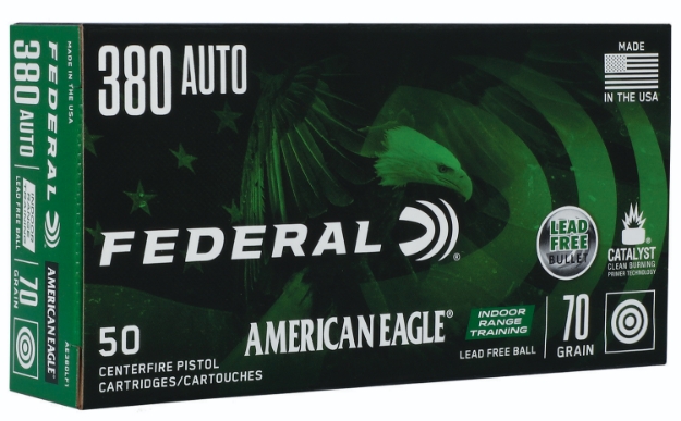 Picture of Federal American Eagle Indoor Range Training 380 Acp 70 Gr Lead-Free Irt 50 Per Box/10 Cs 