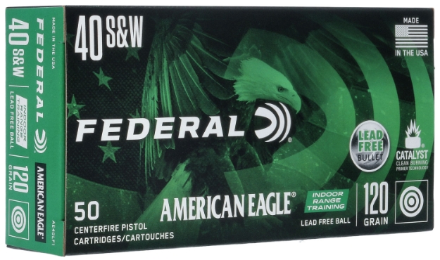 Picture of Federal American Eagle Indoor Range Training 40 S&W 120 Gr Lead-Free Irt 50 Per Box/ 10 Cs 