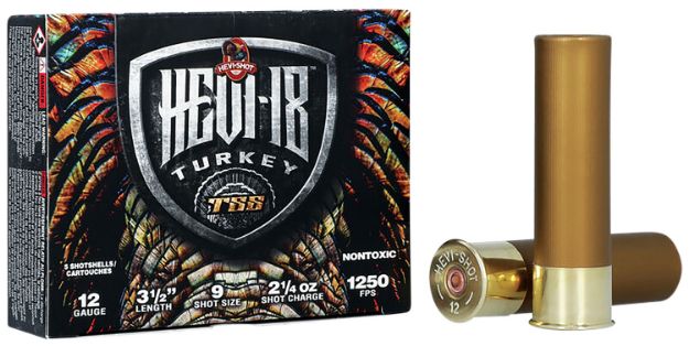 Picture of Hevi-Shot Hevi-18 Turkey Tss 12 Gauge 3.50" 2 1/4 Oz 1250 Fps Tungsten 9 Shot 5 Bx/10 Cs 