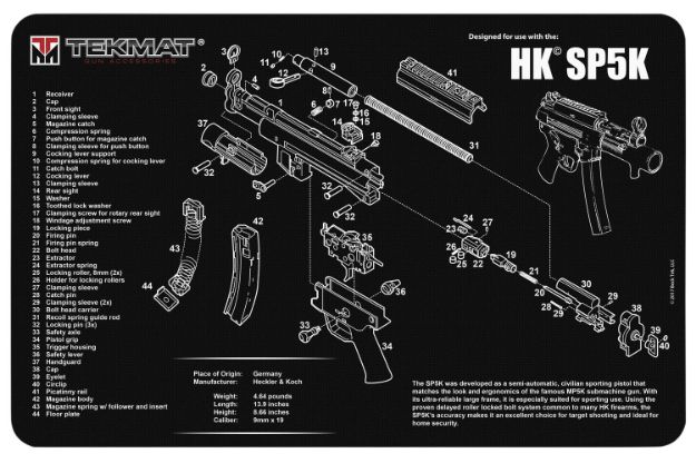 Picture of Tekmat Hk Sp5k Cleaning Mat Black/White Rubber 17" Long Hk Sp5k Parts Diagram 