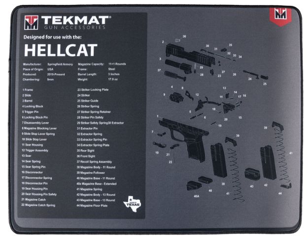 Picture of Tekmat Hellcat Cleaning Mat Black/White Rubber 20" Long Springfield Hellcat Parts Diagram 