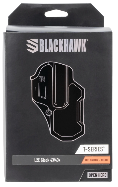 Picture of Blackhawk T-Series L2c Non-Light Bearing Owb Black Polymer Belt Clip Compatible W/Glock 43/43X/Kahr Pm Includes Belt Loops Right Hand 