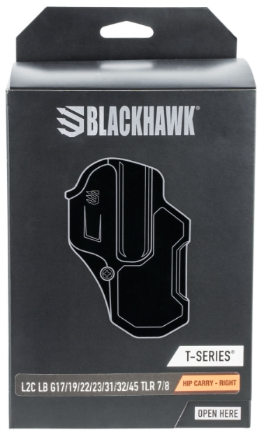 Picture of Blackhawk T-Series L2c Light Bearing Owb Black Polymer Belt Clip Compatible W/Glock 17/19/22/23/31/32/45/47 Right Hand 