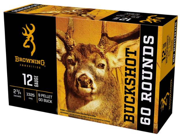 Picture of Browning Ammo Buckshot Shotshell Deer 12 Gauge 2.75" 9 Pellets 00 Buck Shot 60 Per Box/ 4 Cs 