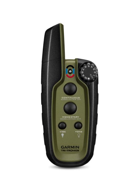 Picture of Garmin Sport Pro Handheld Green W/Barklimiter, Led Beacon Lights, 1-Hand Operation, Water-Resistant Rechargeable Li-Ion Up To 3 Dogs .75 Mile Range 