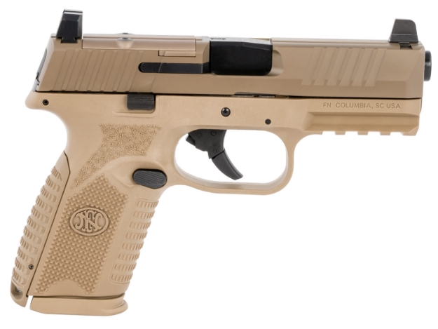 Picture of Fn 509 Midsize Mrd 9Mm Luger 4" Barrel 15+1, Flat Dark Earth Polymer Frame With Mounting Rail, Optic Cut Fde Stainless Steel Slide, No Manual Safety, Optics Ready 