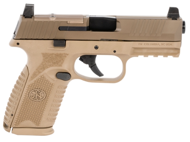 Picture of Fn 509 Midsize Mrd 9Mm Luger 4" Barrel 10+1, Flat Dark Earth Polymer Frame With Mounting Rail, Optic Cut Fde Stainless Steel Slide, No Manual Safety, Optics Ready 