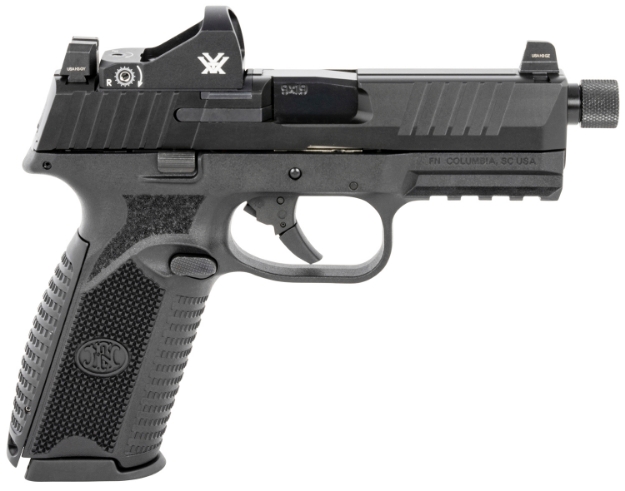 Picture of Fn 509 Tactical 9Mm Luger 10+1 4.50" Threaded Barrel, Matte Black Polymer Frame W/Mounting Rail, Optic Cut Matte Black Stainless Slide, No Manual Safety, Includes Viper Red Dot 