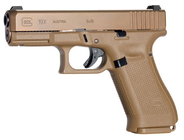 Picture of Glock G19x Compact 9Mm Luger 10+1 4.02" Black Gmb Barrel, Coyote Npvd Serrated Slide, Coyote Brown Cerakote Polymer Frame W/Accessory Rail, Coyote Brown Textured Polymer Grip Ambidextrous 