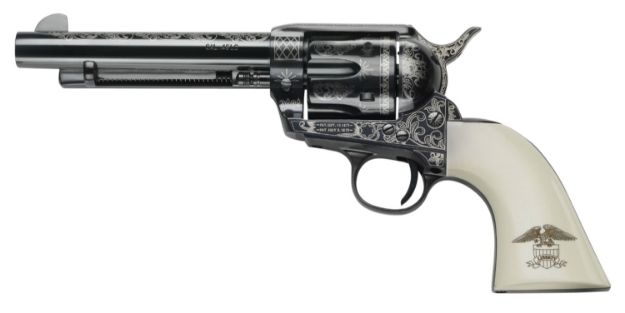 Picture of Pietta 1873 Gw2 Liberty 45 Colt (Lc) 6 Shot 4.75" Blued Engraved Steel Barrel, Cylinder, Frame & Hammer, Ultra Ivory Grip W/Engraved Liberty Eagle 