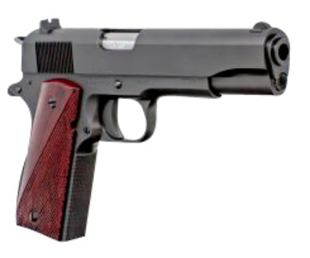 Picture of Fusion Firearms 1911 Freedom Government Gi 45 Acp 5" 8+1, Black, Beavertail Frame, Serrated Military Style Black Slide, Red Cocobolo Grip, 70 Series Design 