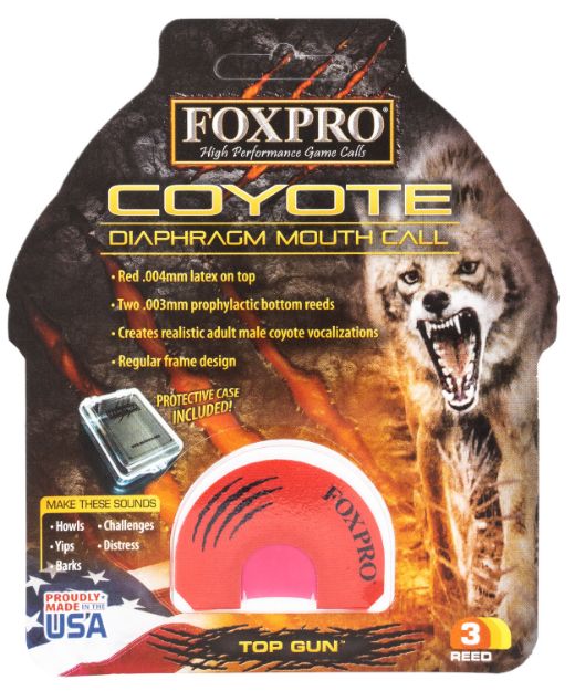 Picture of Foxpro Top Gun Howler Diaphragm Call Triple Reed Sounds Attracts Coyotes Red 