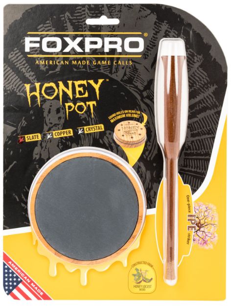 Picture of Foxpro Honey Pot Friction Call Attracts Turkeys, Natural Honey Locust Wood/Slate 